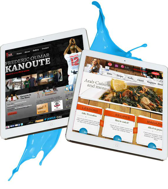 iPad con un sito web visualizzato, visualizzazione del sito web reattivo